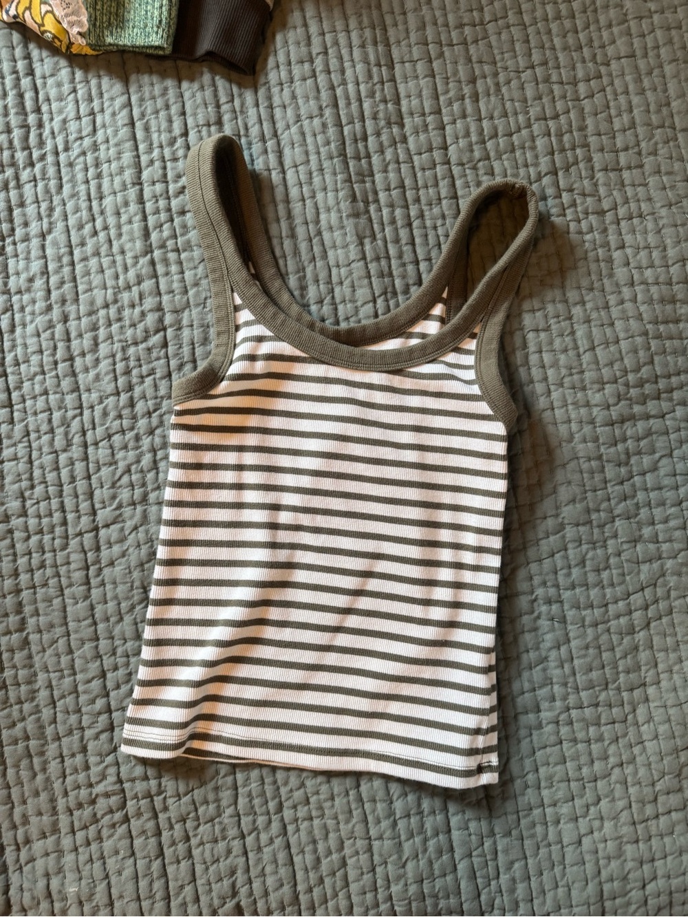 American Eagle Outfitters Olive & White Striped Tank